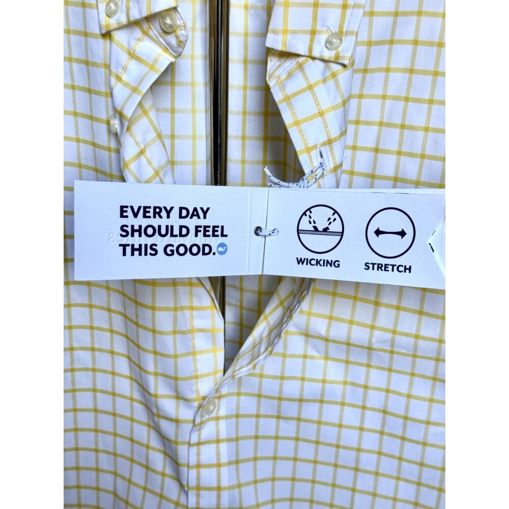 Vineyard Vines Shirt Mens XL Yellow Slim Fit Tucker Button Up Preppy Whale - Picture 5 of 6